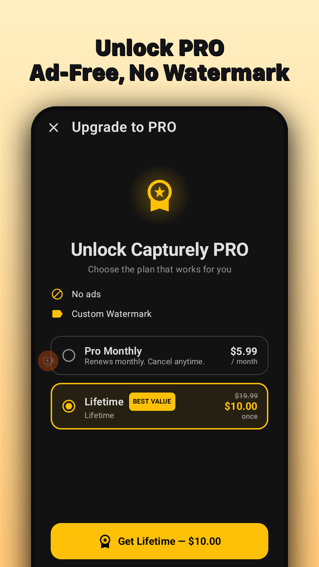 Capturely PRO upgrade